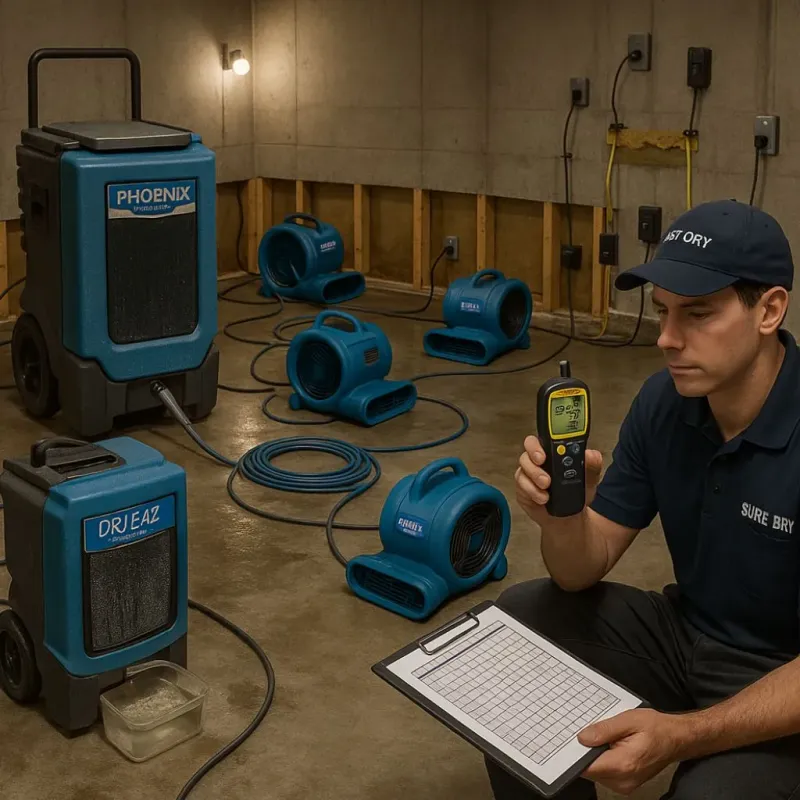 Structural Drying and Dehumidification process in Parksdale, CA